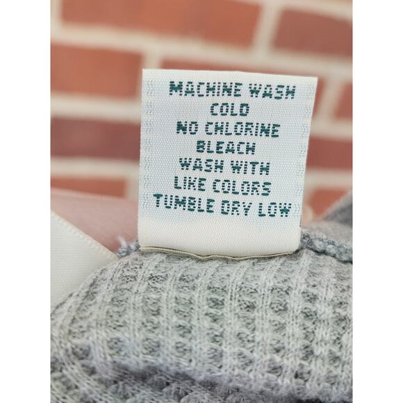 L.L.Bean Thermal Men's L Gray Henley Waffle Knit Long Sleeve VTG USA Made - Picture 5 of 5